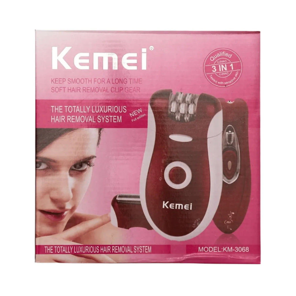 Kemei KM-3068 3-in-1 Rechargeable Epilator & Hair Removal System for Women