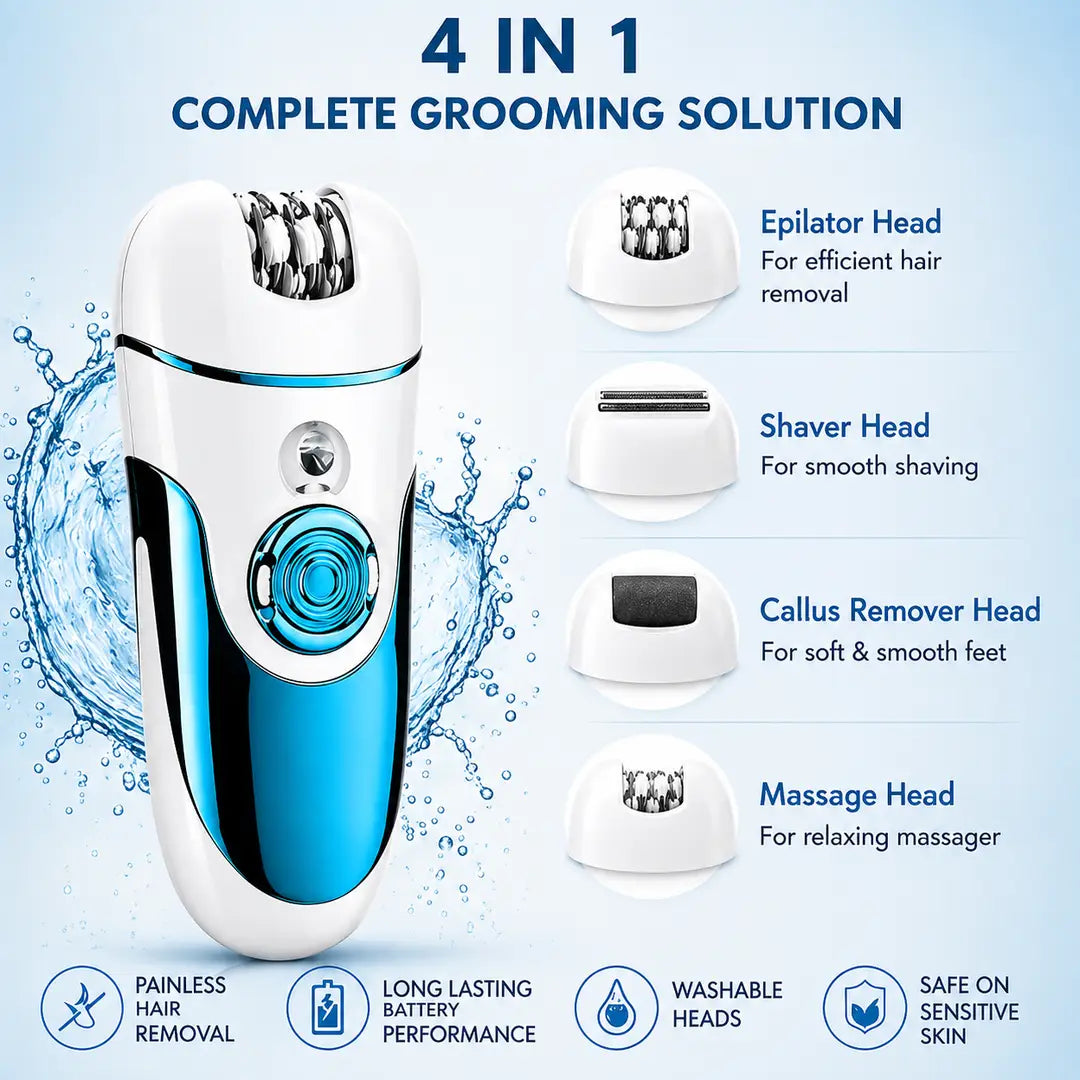 4-in-1 Rechargeable Hair Epilator & Grooming Kit